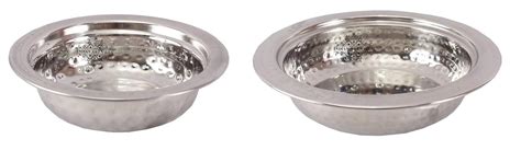 Buy INDIAN ART VILLA Steel Hammered Set of 1 Round Entrée Bowl 410 ML ...