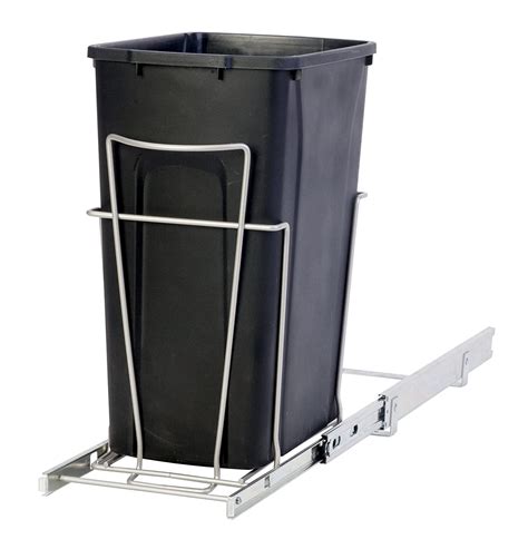 Panacea Grayline Single Trash Can Slide Out Basket Storage, Satin ...