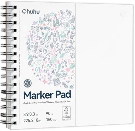Ohuhu Marker Pads Art Sketchbook Bleedproof - 8.9x8.3 Square Paper Size ...