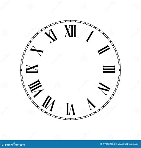 Clock Face with Roman Numerals Stock Illustration - Illustration of ...