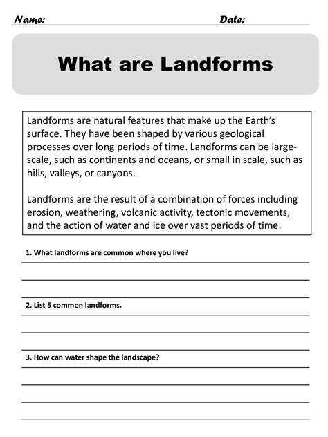 Landforms Worksheet 的图像结果