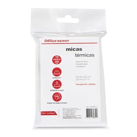 Micas Térmicas Transparentes Office Depot 6.5 x 9.5 cm 10 mil 25 piezas ...