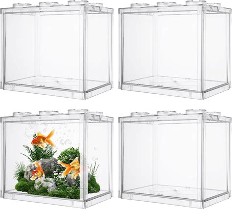 Amazon.com : LOYORTY 4PCS Plastic Small Betta Fish Tank, 0.6 Gallon ...