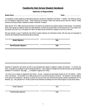 Fillable Online Fayetteville High School Student Handbook Statement of ...