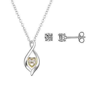 Brilliance Two-Tone Dancing Cubic Zirconia Heart Infinity Necklace and ...