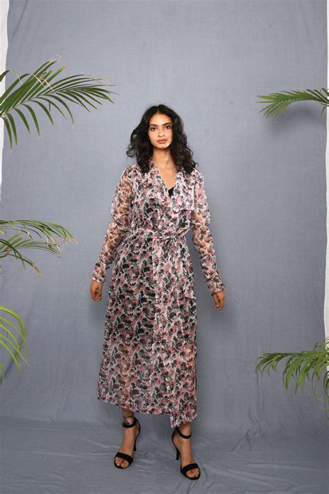 Block Printed Kota Doria Trench with Slip Dress – Aapro