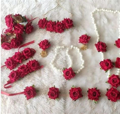 Pink rose Flower Jewellery set For baby shower – Saubhagyavati.in