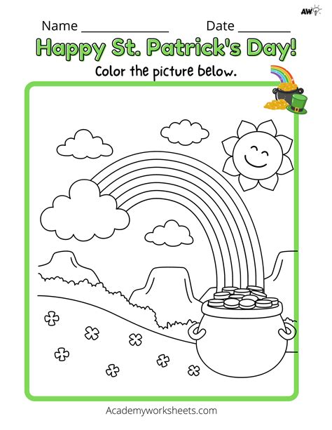 St. Patricks Day Coloring Pages - Academy Worksheets - Worksheets Library