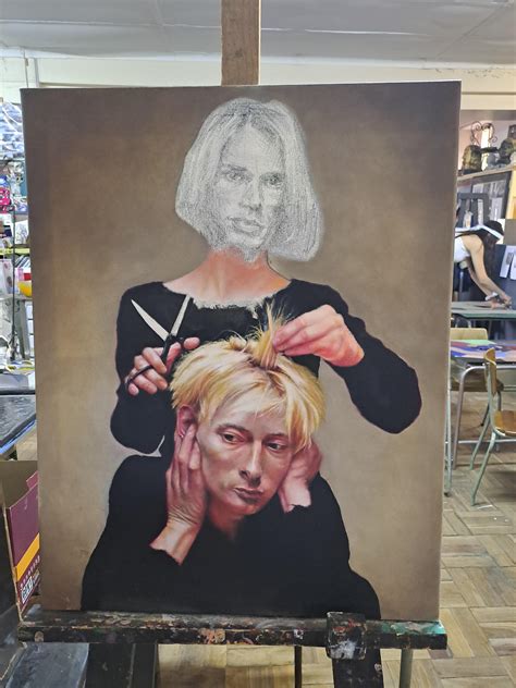 I'm painting blonde Thom and Johny cutting his hair : r/radiohead