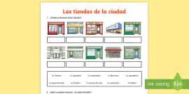 Shops in Town Map Worksheet / Worksheet Spanish, worksheet