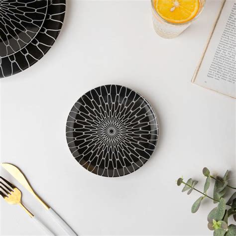 Trellis Gloss Ceramic Dessert Plate Black 6 Inch Online - Premium Small ...