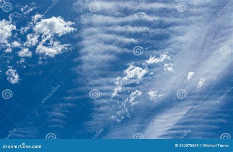 Cirrus and Stratus Clouds in Dramatic Blue Sky Over Cape Town Stock ...