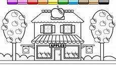 Coloring Apple Store House Coloring Page for Kids to Learn to Color