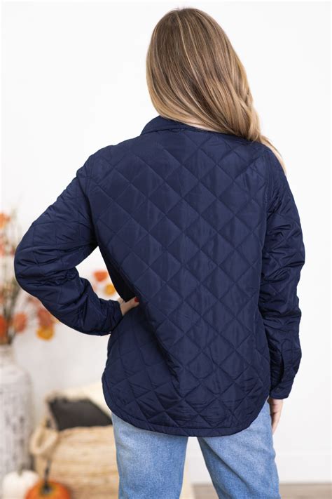 Navy Diamond Quilted Jacket · Filly Flair