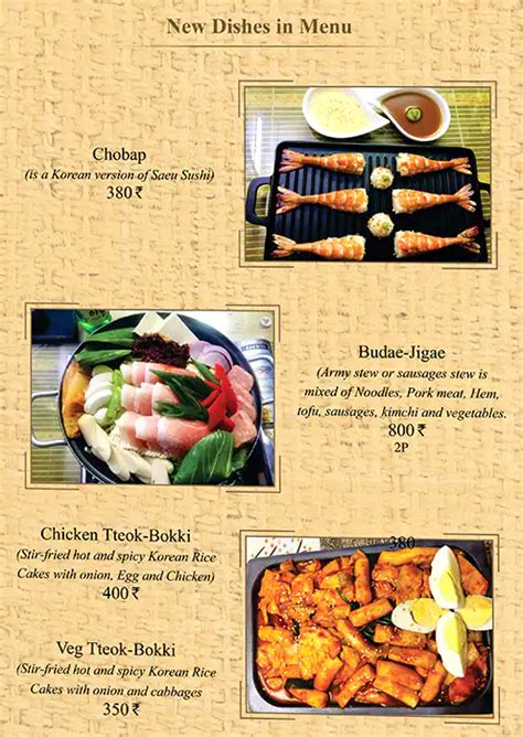 Menu at Busan Korean Restaurant, New Delhi, Majnu Ka Tilla 110054