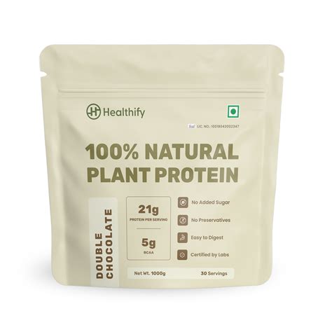 Healthify 100% Natural Vegan Plant Protein Powder, Double Chocolate ...
