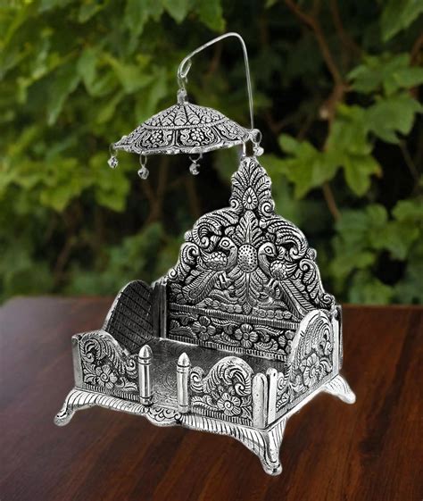 Buy VJSHREE Handicraft laddu Gopal singhasan for Home Temple | Silver ...