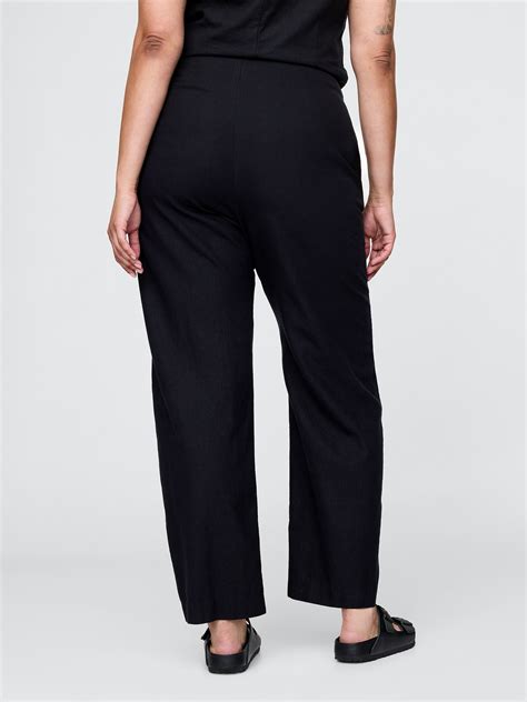 Linen-Blend Relaxed Straight Ankle Pants | Gap