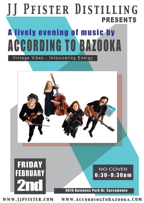 According to Bazooka at JJ Pfister Distilling CO, Sacramento: Friday 2 ...