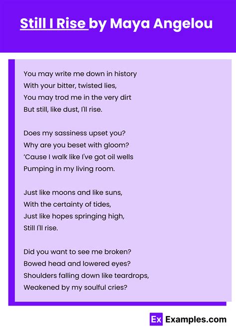 Maya Angelou Still I Rise Poem An Excerpt From "Still I Rise", Written