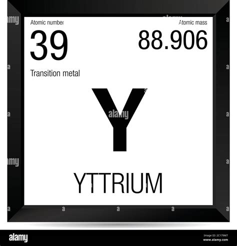 Yttrium symbol. Element number 39 of the Periodic Table of the Elements - Chemistry - Black ...