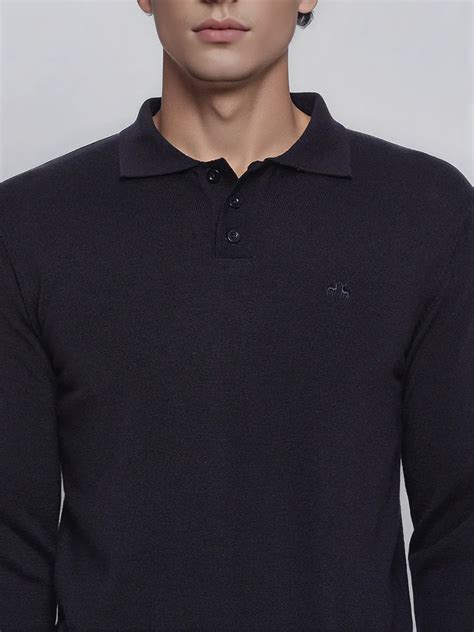 Mens Dark Navy Merino Wool Polo Sweater Luxury – 98degreenorth