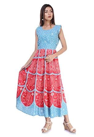 Buy Monique Women’s Fit and Flare Cotton Ethnic Jaipuri Mandala Print ...