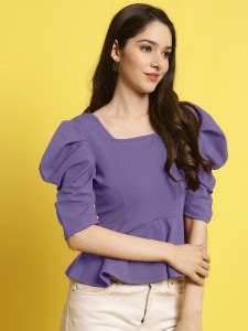 METRONAUT Casual Solid Women Purple Top - Buy METRONAUT Casual Solid ...