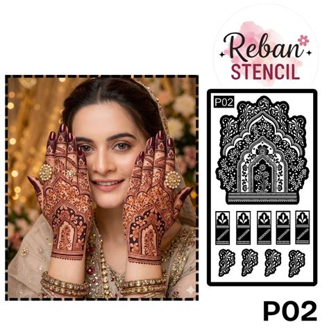 Premium Bridal Semi Hand Mehndi Stencil for Detailed Patterns REBAN ST ...