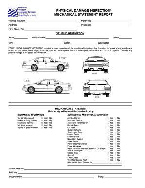 American Freedom Physical Damage Inspection/ Mechanical Statement ...