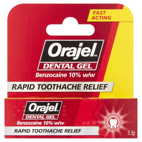 Orajel Dental Gel for Rapid Toothpain Relief - Benzocaine 10% w/w, Fast-Acting Dental Pain ...