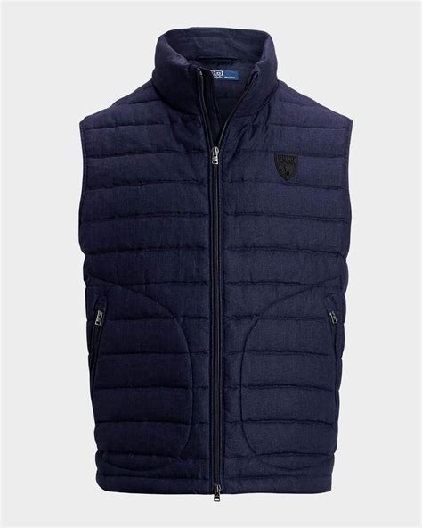 Polo Ralph Lauren Men's Quilted Linen Down Vest | Neiman Marcus