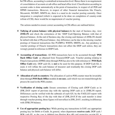 SOP for Accounting in Post offices where CSI (Core System Integrator ...