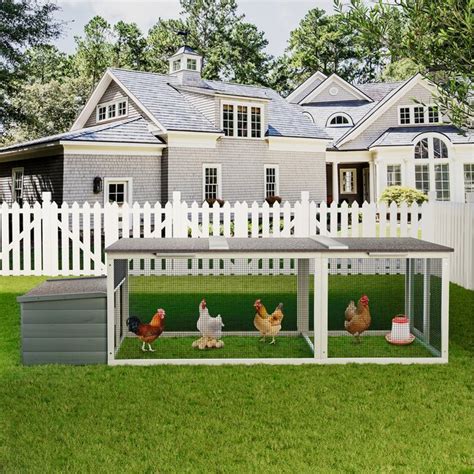 Anysun Outdoor Poultry Coop with Asphalt Roof and Metal Mesh Run 20 93 ...