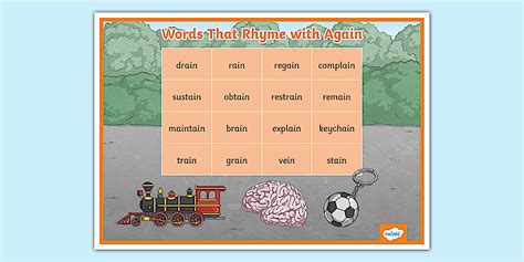 Words That Rhyme with Again Word Mat (teacher made) - Twinkl