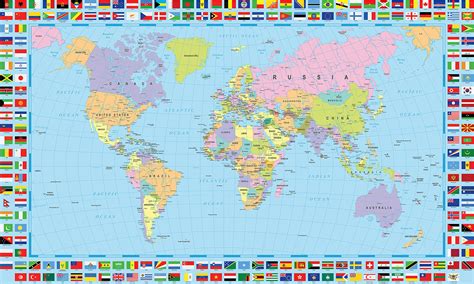 Buy World with Country s - 48x24 Inches Political Country s Home Wall ...
