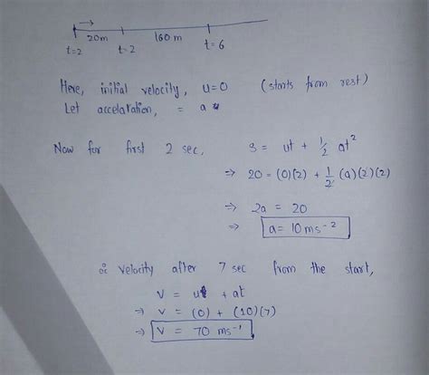 a object starting from rest travels 20 m in first 2 sec and 160 m in ...