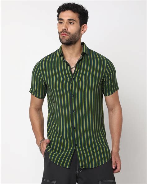 Buy Men's Green Striped Shirt Online at Bewakoof