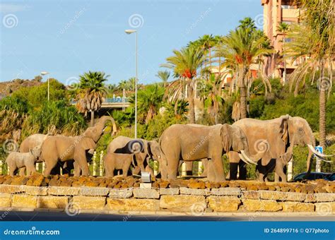 BENALMADENA, SPAIN - 21 NOVEMBER 2022 Roundabouts of the Elephants in ...