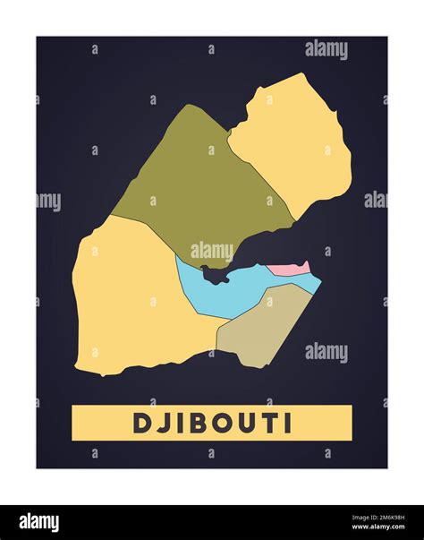 Djibouti map. Country poster with regions. Shape of Djibouti with country name. Superb vector ...