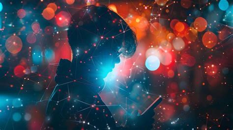 Double exposure of person and smartphone connectivity and innovation in ...