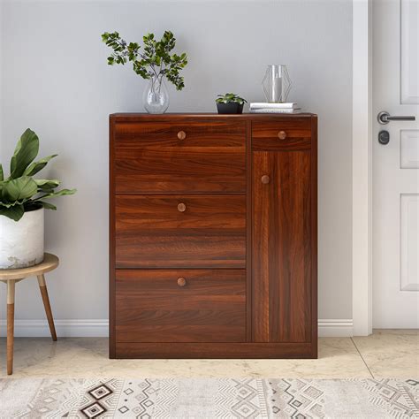 Buy Fernando A Walnut Brown Wooden Shoe Cabinet Online at Durian