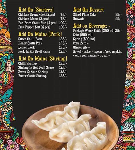 Menu at Nano Duzi, Kolkata, 64/129