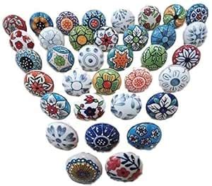 OSNICA Vintage Look Flower Assorted Ceramic Knobs Door Handle Cabinet ...