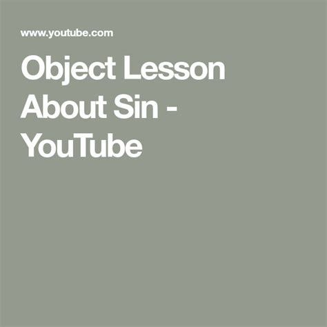 Image result for Object Lesson On Sin