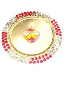 PUFF SMART Double Stone Big Thali with Haldi kumkum Holder,Roli Chawal ...