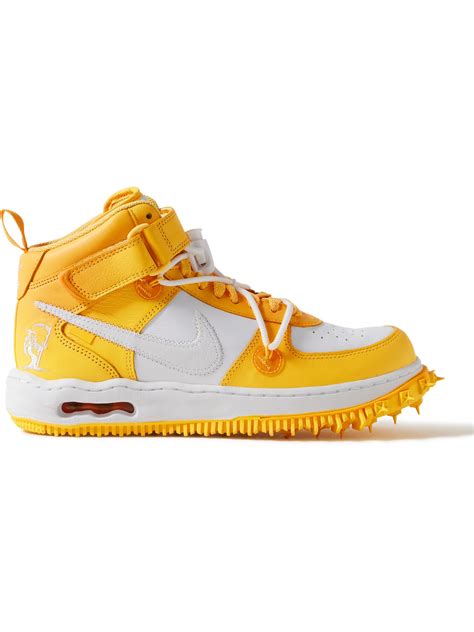 Nike Off-White Air Force 1 Mid Two-Tone Leather High-Top Sneakers ...