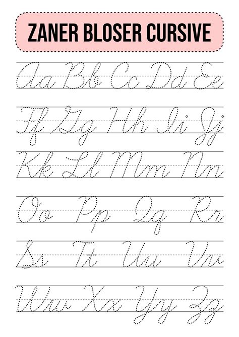 Zaner-Bloser Handwriting Chart - 10 Free PDF Printables | Printablee