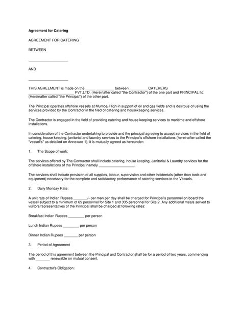 Free Printable Catering Contract Templates [Word, PDF] Simple