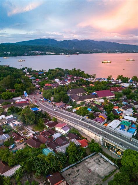 Aerial view of merah putih bridge in ambon island maluku indonesia ...